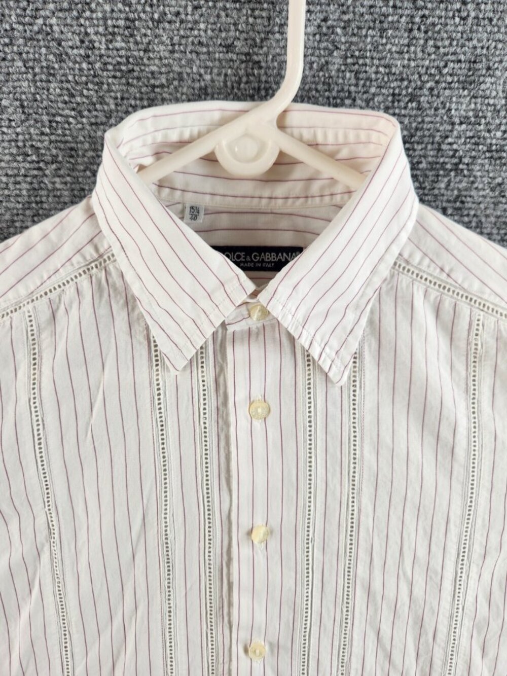 Dolce & Gabbana Striped Red White Italy Button Up Designer 15.75 Lace Stripe